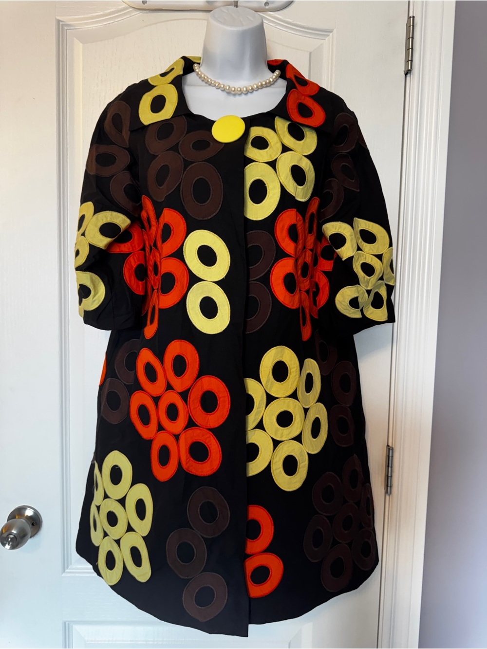 Marc Jacobs Rare Appliqué Circle Statement Swing Coat Size 2